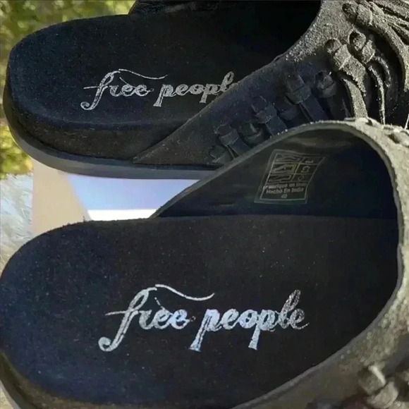 Free People Black Suede Fringed Mules - Picture 5 of 6
